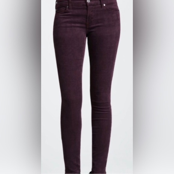 Free People Women's Corduroy Skinny Pants purple/plum/burgundy/merlot size W26 - Picture 1 of 9